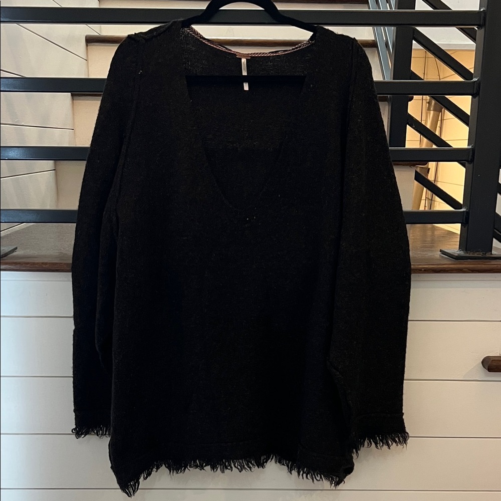Free People Brown V-Neck Sweater
